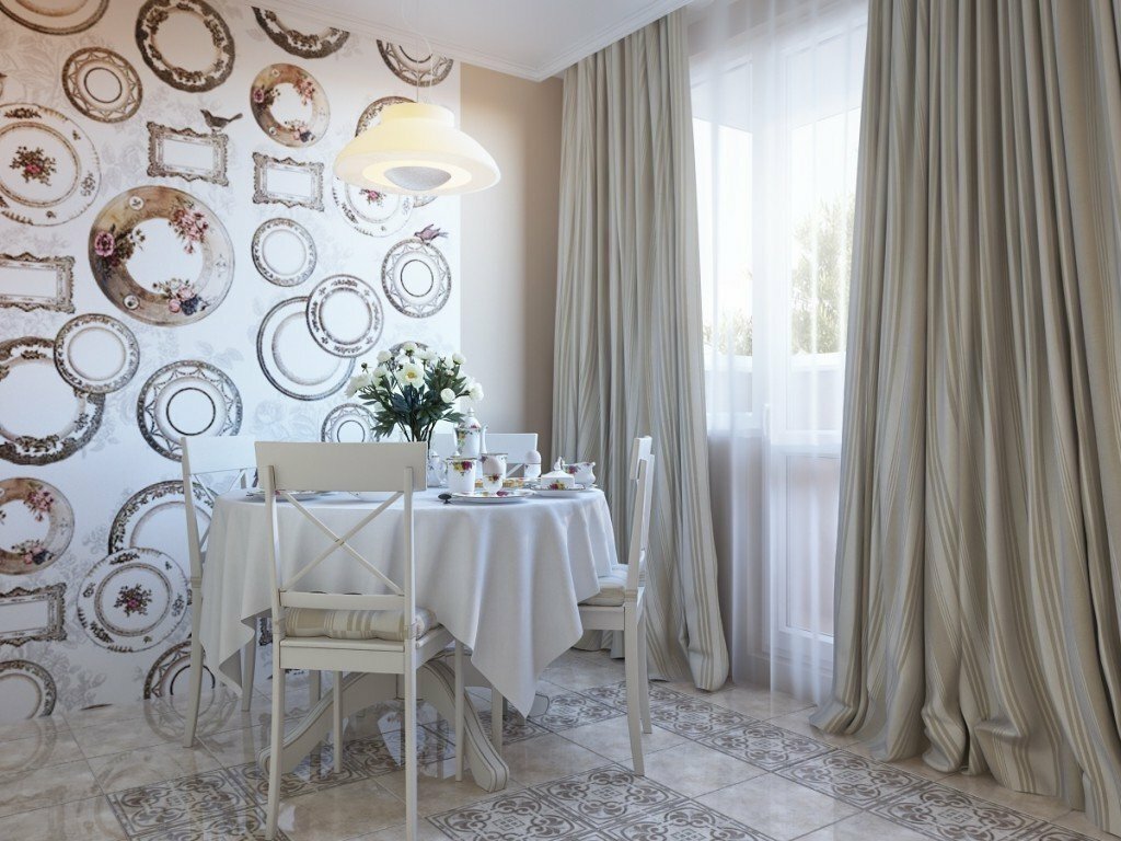 Vinil duvar kağıdı ile modern mutfak iç