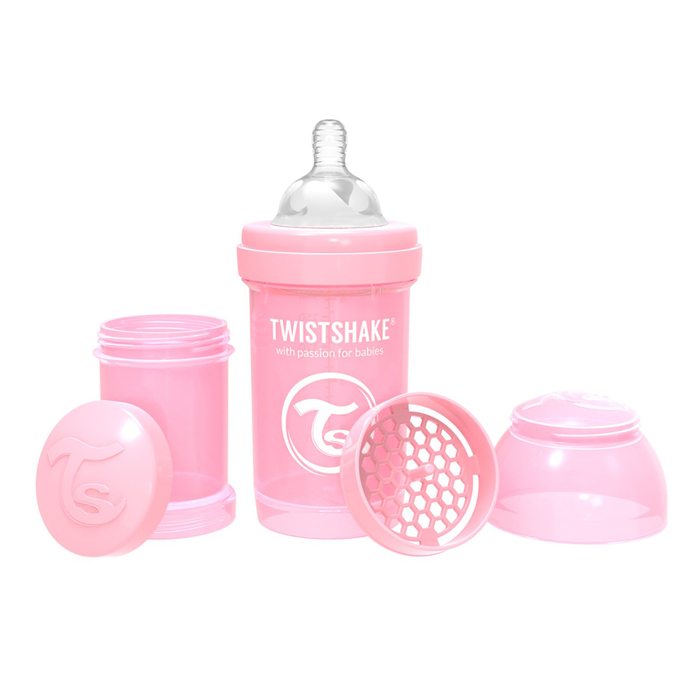 Twistshake Anti-Colic Babyflasche, Pastellrosa, 180 ml
