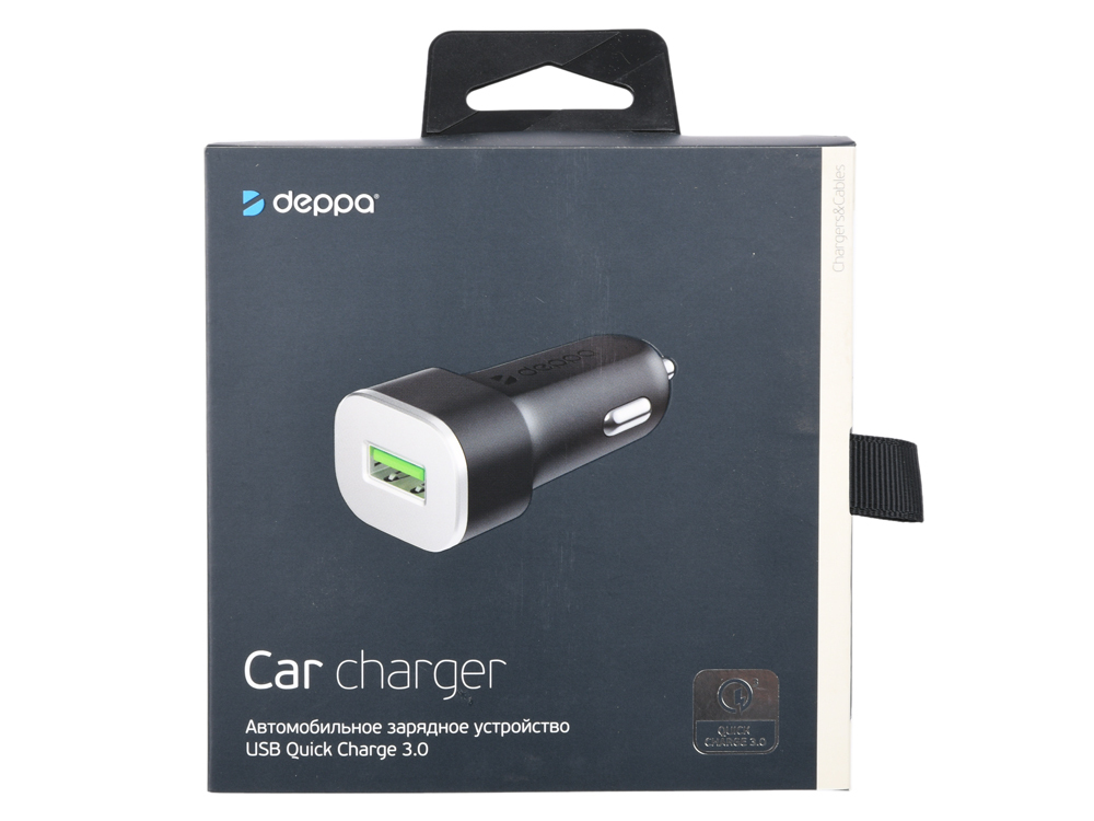 Car charger Deppa 11286 USB QC 3.0, black