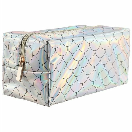 Cosmetic bag with a zipper with a pattern Scales holography (textile) (10x20) (PVC box) 12-HZB01-Laser-HZB01-Laser