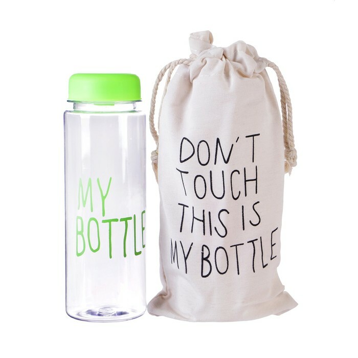 Vandflaske 500 ml Min flaske, i en pose, plast AS, skruelåg, grøn, 6x6x19 cm