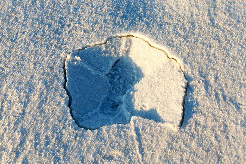 Loch in der Eiskruste