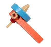 Wooden toy Spinning top with a launcher