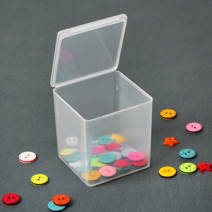 Recipiente de armazenamento de itens pequenos, 5,5 * 5,5 * 6 cm, cor transparente