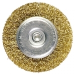 Drill brush, 30 mm, flat with pin, brass-plated twisted wire MATRIX 74440