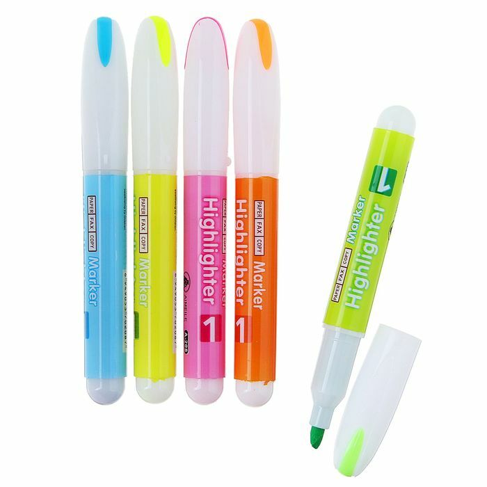 Highlighter marker 4 mm MIX (yellow, pink, blue, orange, green)