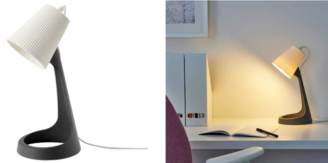 A lâmpada é feita em um estilo moderno e se adequa a qualquer ambiente de trabalho