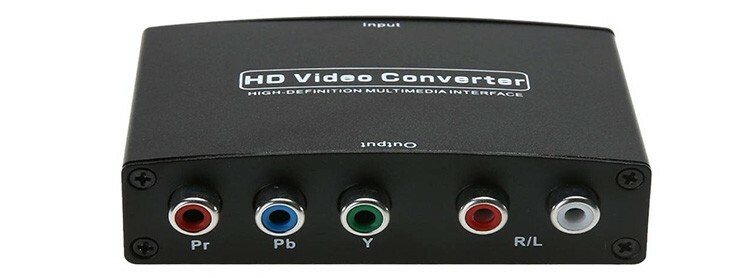 Der Komponentenanschluss teilt sowohl Video als auch Audio in Komponenten auf. Auf dem Foto befindet sich übrigens ein praktischer Adapter auf HDMI