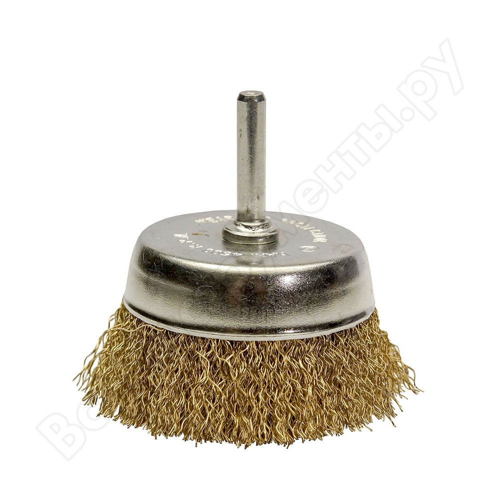 Cup brush (75 mm; brass plated steel 0.3 mm; shank 6 mm) for drill vmx 511713