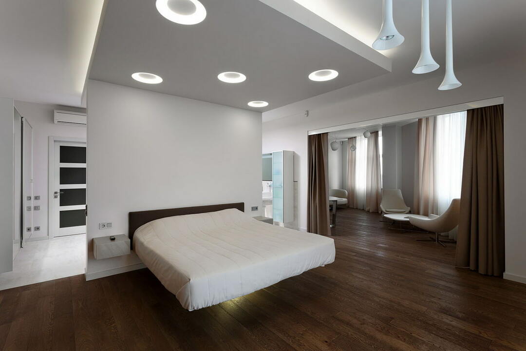Stylish ceiling in a modern bedroom