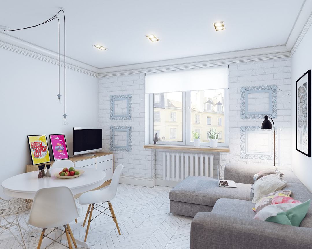 fotografija notranje opreme za stanovanje v beli barvi