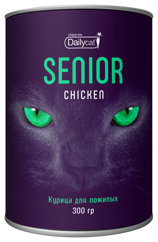 Suché krmivo pro kočky Dailycat Unikátní řada Senior, pro seniory, kuře, 0,3 kg