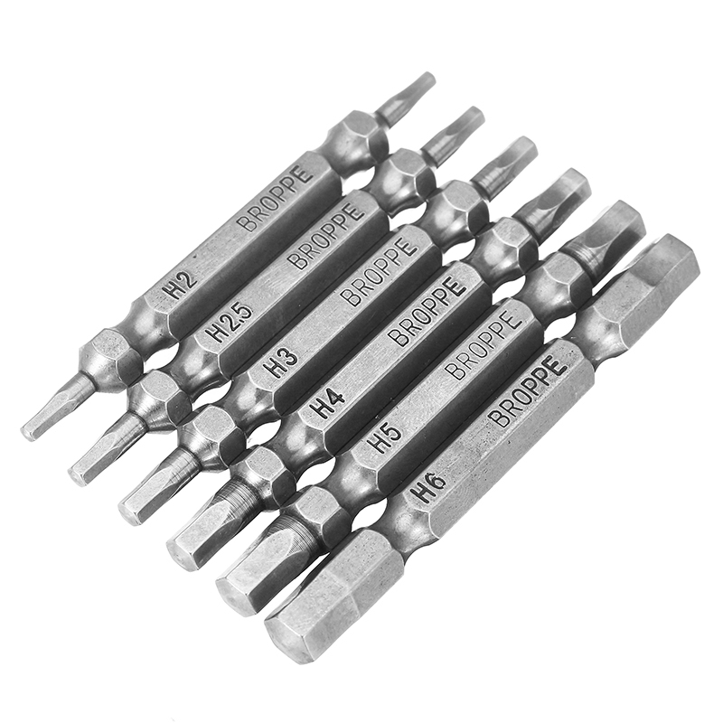 Stk. Doppelsechskant-Magnet-Schraubendreher-Bits H2-H6 65 mm lang 1/4 Zoll Sechskantschaft