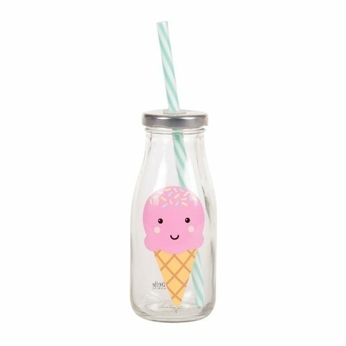 Bottiglia di vetro # e # quot; Happy Ice Cream # e # quot;, 225 ml