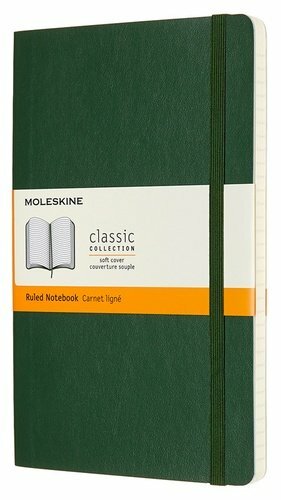 Moleskine notatbok, Moleskine CLASSIC SOFT Stor 130х210mm 192 sider. linjal pocketbok grønn