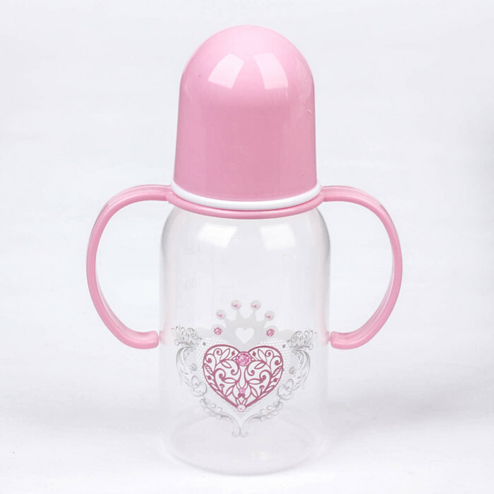 Babyflaska " Princess" med handtag, 150 ml, från 0 månader, rosa