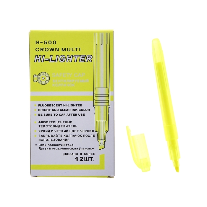 Highlighter marker 4.0 Crown H-500 sárga
