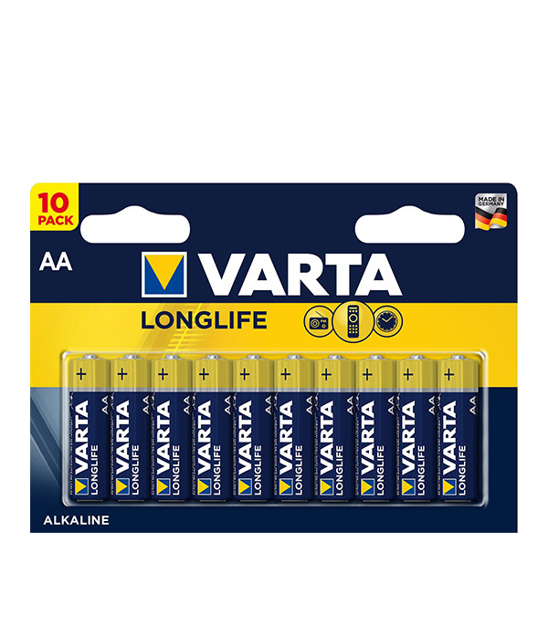 Batteri VARTA LONGLIFE AA penlight LR6 1,5 V (10 stk.)