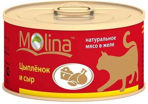 Kediler için konserve mama Molina, tavuk, 80g