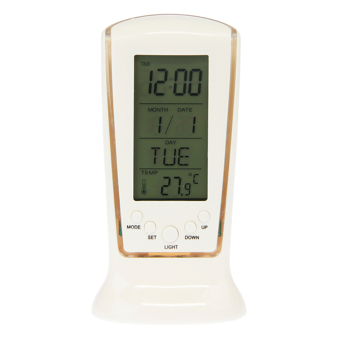 Elektronisk vækkeur, tetrisvisning, dato, temperatur, baggrundsbelysning, 3AAA, 6,5 * 13 cm