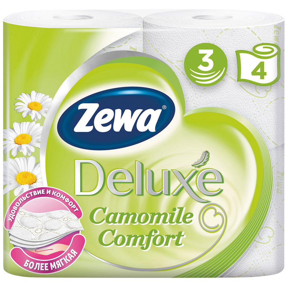 Toaletný papier Zewa Deluxe harmanček 3 vrstvy 4 rolky