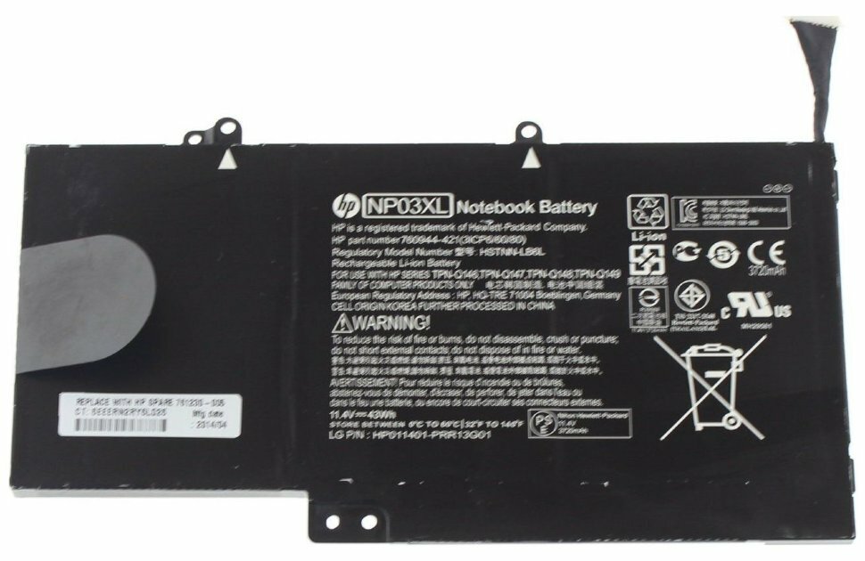 Batterie d'ordinateur portable pour HP Envy x360 15, Pavilion 13-a000 x360 Series (11.4v 3750mAh) NP03XL, HSTNN-LB6L, TPN-Q147