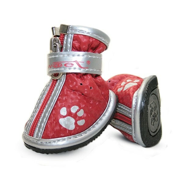 Buty dla psa Triol, czerwone z łapkami, rozmiar 0