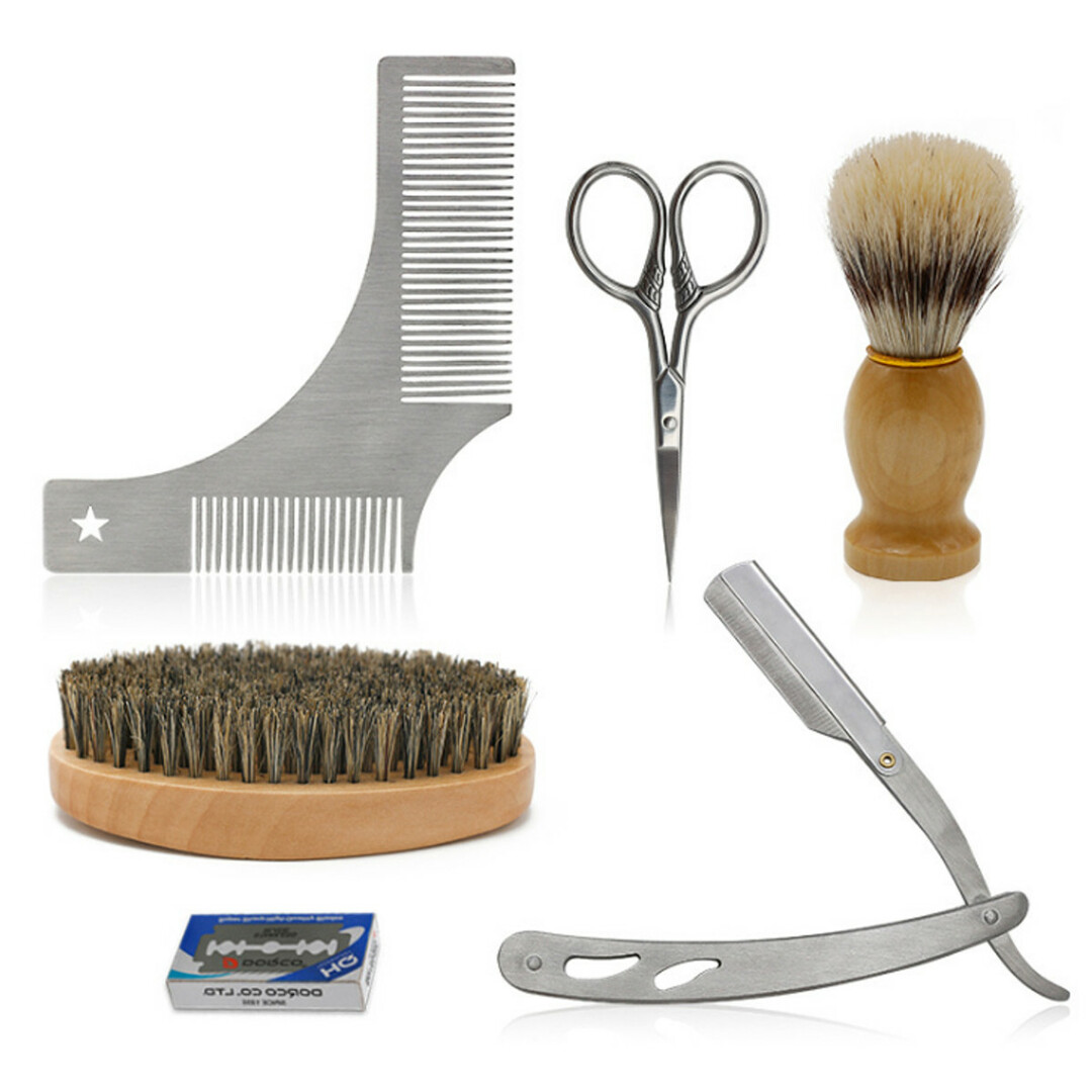 Pcs / set skäggborste och skäggkam för män, hårvård