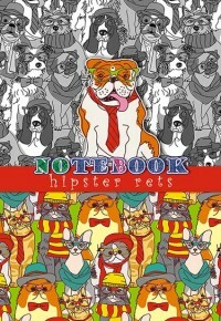 Cuaderno de prestigio en la cresta Pattern. Gatos y perros, A6, 100 hojas, jaula