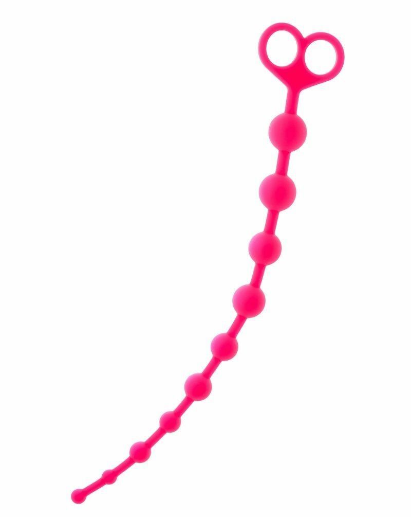 Perline anali, catene: perline anali in silicone rosa con manico largo