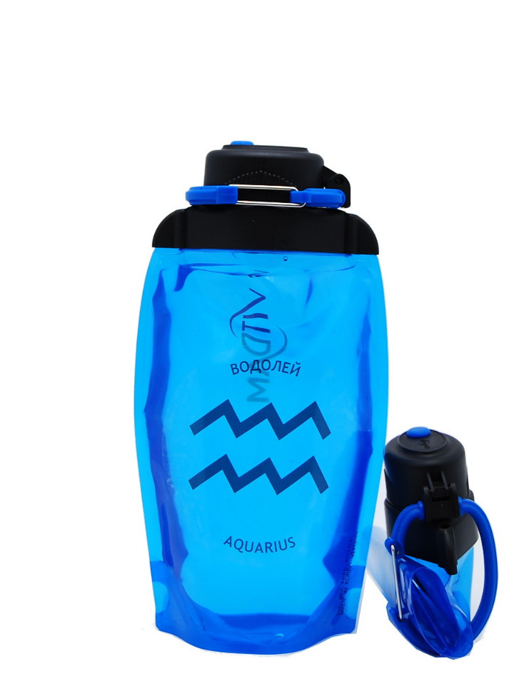 Bottiglia ecologica pieghevole Vitdam, blu, 500 ml, Aquarius / Aquarius