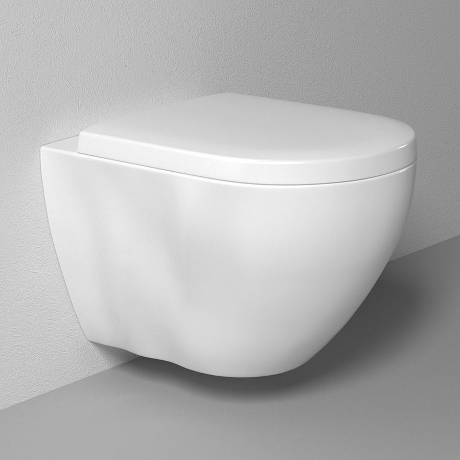 Vegghengt toalett uten kant med bidetfunksjon med mikroløftsete Bien Dune DNKA052N1VP1W3000