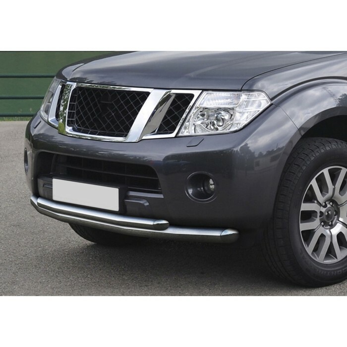 Front bumper protection d76 + d57 Rival for Nissan Pathfinder R51 restyling 2010-2014 stainless steel steel, R.4105.002