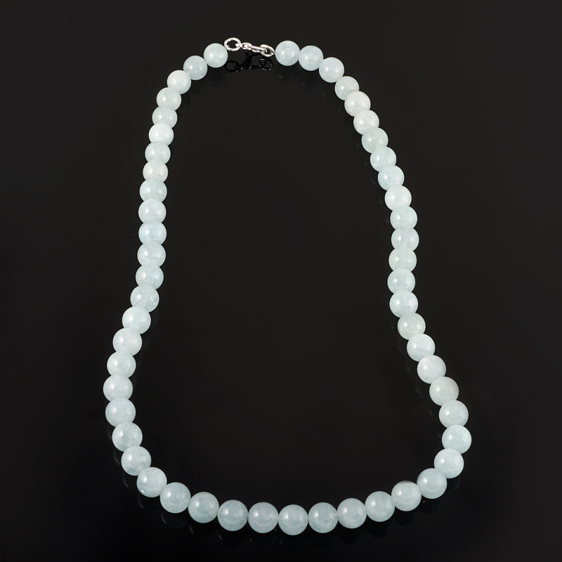 Perles aigue-marine 9 mm 48 cm (bij. alliage)
