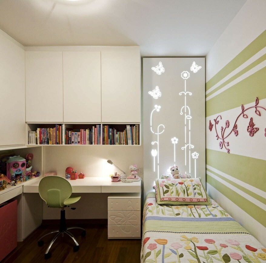 White wardrobes in a children's room without a window