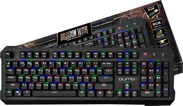 Qumo Dragon War Aparaat K34 Juhtmega mehaaniline mänguklaviatuur, taustvalgustusega arvutile