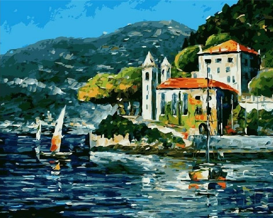 Paint by number " Houses and boats"