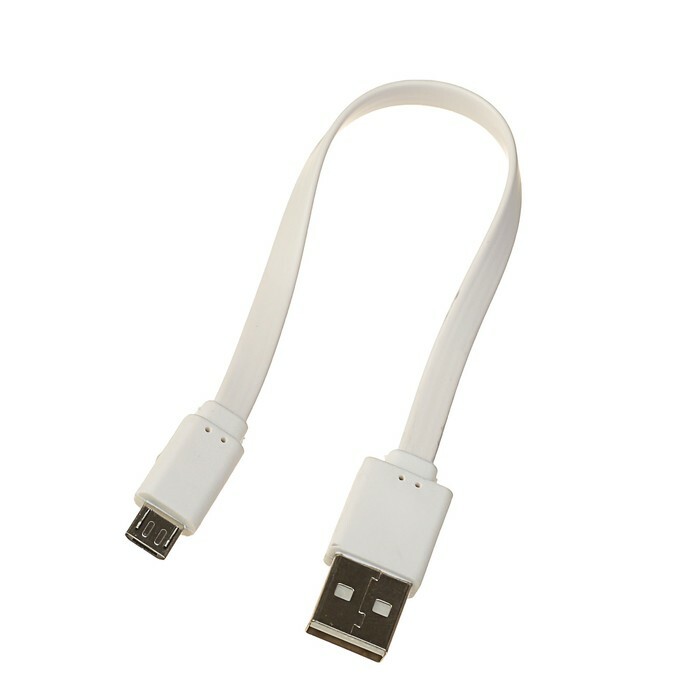 כבל USB מ- Luazon למיקרו USB, 0.2 מטר, לבן, שטוח, נטען בלבד