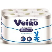 Toilet paper Veiro. Homemade, 2-ply, white, 12 rolls