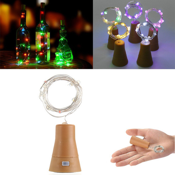 Güneş Enerjili 10LEDs Mantar Şekilli Gümüş Tel Şarap Şişesi Noel Partisi için Peri Dize Işık