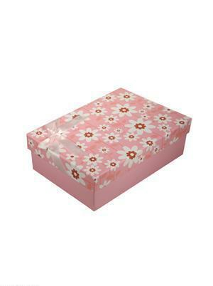 Gift box Chamomile pink 20 * 13 * 6cm, decor. bow, cardboard, Hansibag