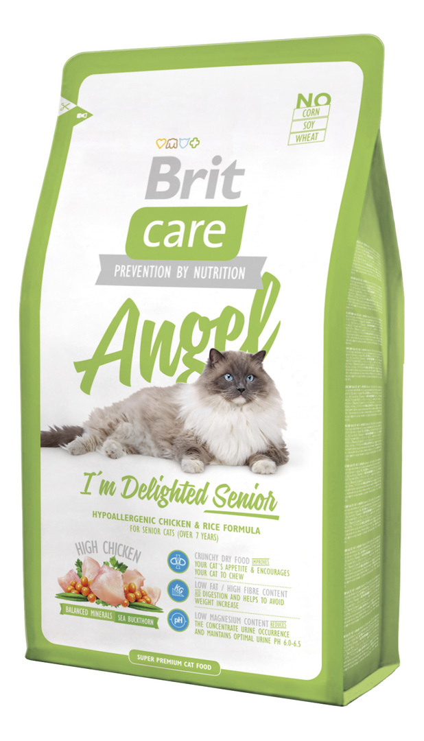 מזון יבש לחתולים Brit Care Angel Delighted Senior, לקשישים, עוף, 7 ק" ג