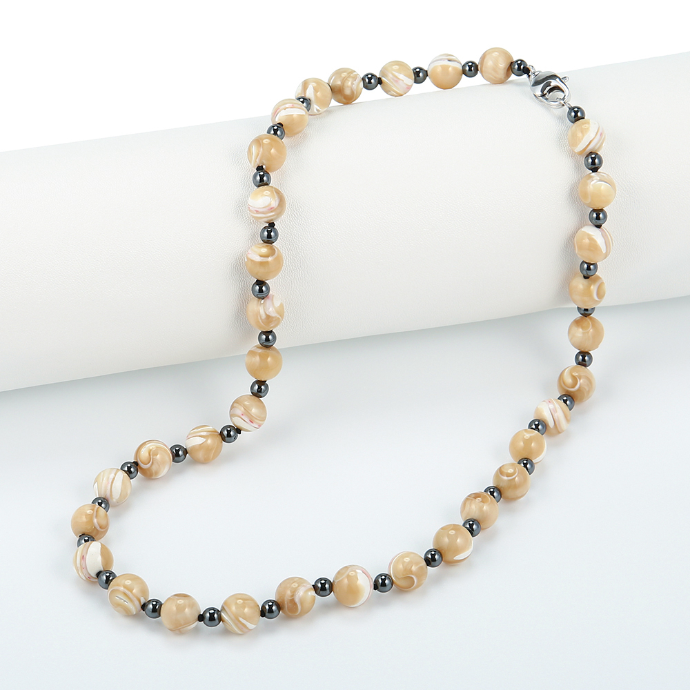 Beads for women My-bijou 303-1474 gray / beige / white
