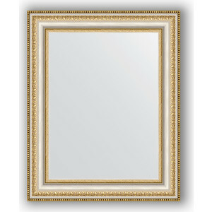 Mirror in a baguette frame Evoform Definite 41x51 cm, gold beads on silver 60 mm (BY 1349)