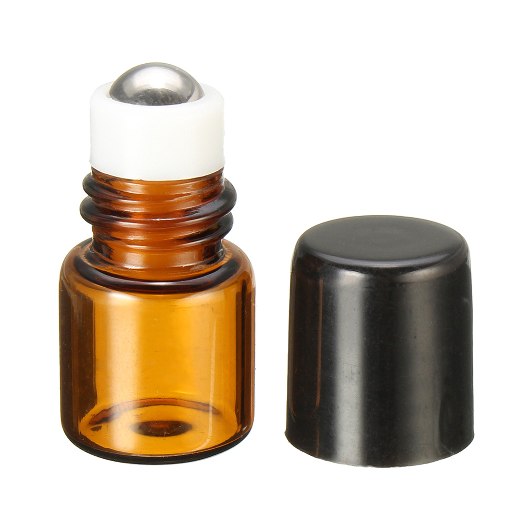 ML Leere Braunglas-Roll-On-Flasche Nachfüllbare Metall-Rollerball-Flüssigkeitsflasche für ätherisches Öl