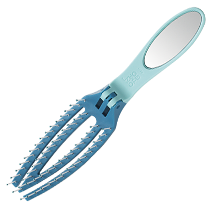 Brosse pliable soufflée incurvée avec poils ioniques miroir bleu
