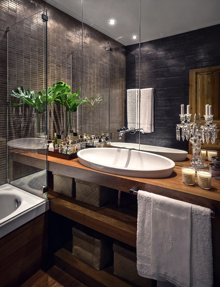 אפשרות עיצוב חדר אמבטיה " גרגר עץ"