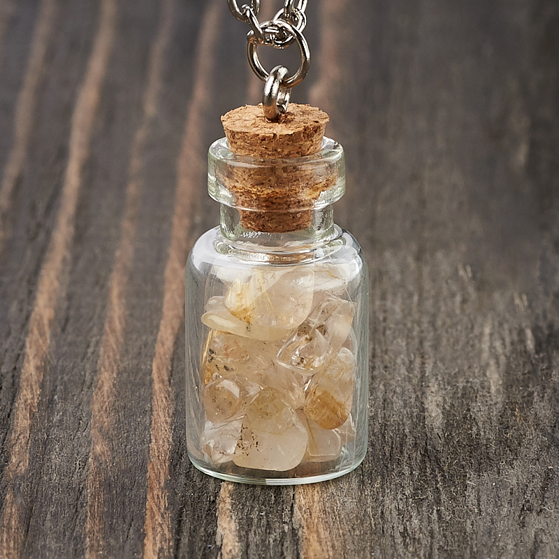 Rutile quartz pendant (bij. alloy) bottle 3 cm