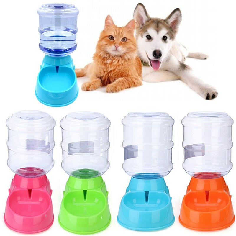 Stor flaska Automatisk husdjursdispenser Hundkattmatare Waterer Bowl Dish
