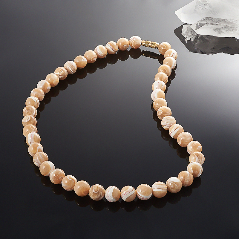 Beads mother of pearl beige 10 mm 47 cm (bij. alloy)